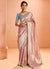 Blush Pink And Blue Embroidery Saree