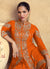 Orange Threadwork Embroidery Sharara Style Suit