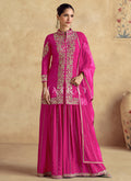 Rani Pink Threadwork Embroidery Sharara Style Suit