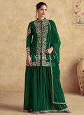 Green Threadwork Embroidery Sharara Style Suit