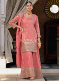 Peach Embroidered Sharara Suit