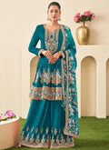 Turquoise Embroidered Sharara Suit