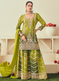 Green Two Tone Sharara Style Suit