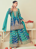 Teal And Blue Sharara Style Suit