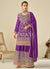 Purple Reshamkari Embroidery Sharara Suit