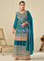 Turquoise Reshamkari Embroidery Sharara Suit