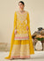 Yellow Reshamkari Embroidery Sharara Suit