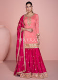 Pink And Peach Embroidered Sharara Suit