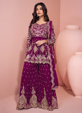 Deep Plum Gerogette Sharara Suit