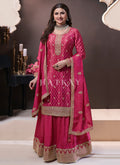 Magenta Pink Embroidered Sharara Suit