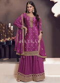 Purple Embroidered Sharara Suit