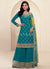 Turquoise Reshamkari Embroidery Sharara Suit