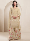 Off White Multi Embroidery Sharara Suit