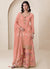 Peach Multi Embroidery Sharara Suit