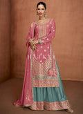 Peach Multi Embroidered Sharara Suit