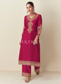 Rani Pink Reshamkari Straight Suit