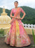 Pink And Yellow Traditional Embroidery Bridal Lehenga Choli 