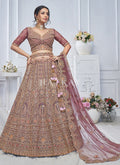 Rose Pink Multi Embroidery Bridal Lehenga Choli