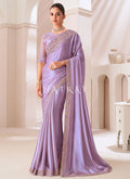 Lavender Embroidery Saree