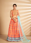 Orange Multi Embroidered Traditional Lehenga Choli