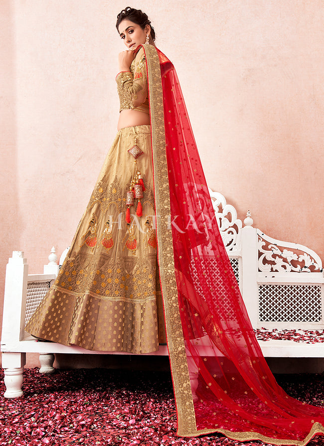 Embellished Red Golden Lehenga Bridal Combination Lehenga Choli – Nameera  by Farooq