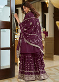 Buy Indian Clothing - Deep Wine Embroidered Traditional Festive Gharara Suit