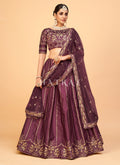 Maroon Sequence Embroidered Wedding Silk Lehenga Choli