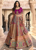 Purple Multi Embroidery Wedding Lehenga Choli With Belt