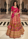 Magenta Embroidery Wedding Lehenga Choli With Belt