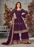 Deep Purple Georgette Sharara Suit