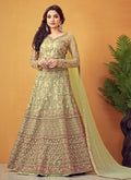 Light Green Multi Embroidered Designer Anarkali Lehenga Suit