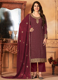 Maroon Embroidery Traditional Festive Salwar Kameez