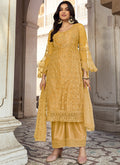 Yellow Embroidery Pakistani Pant Style Suit