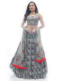 Grey Multi Embroidered Festive Lehenga Choli