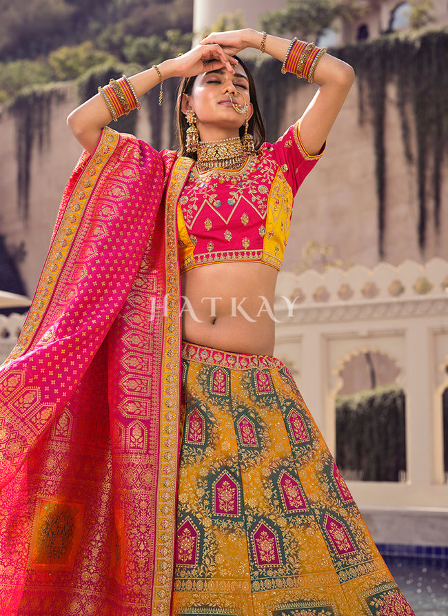 Mono Color Lehenga Choli Pink Pom Pom - Fairies Forever