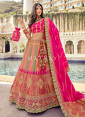 Bridal Pink Multi Traditional Embroidered Wedding Lehenga Choli