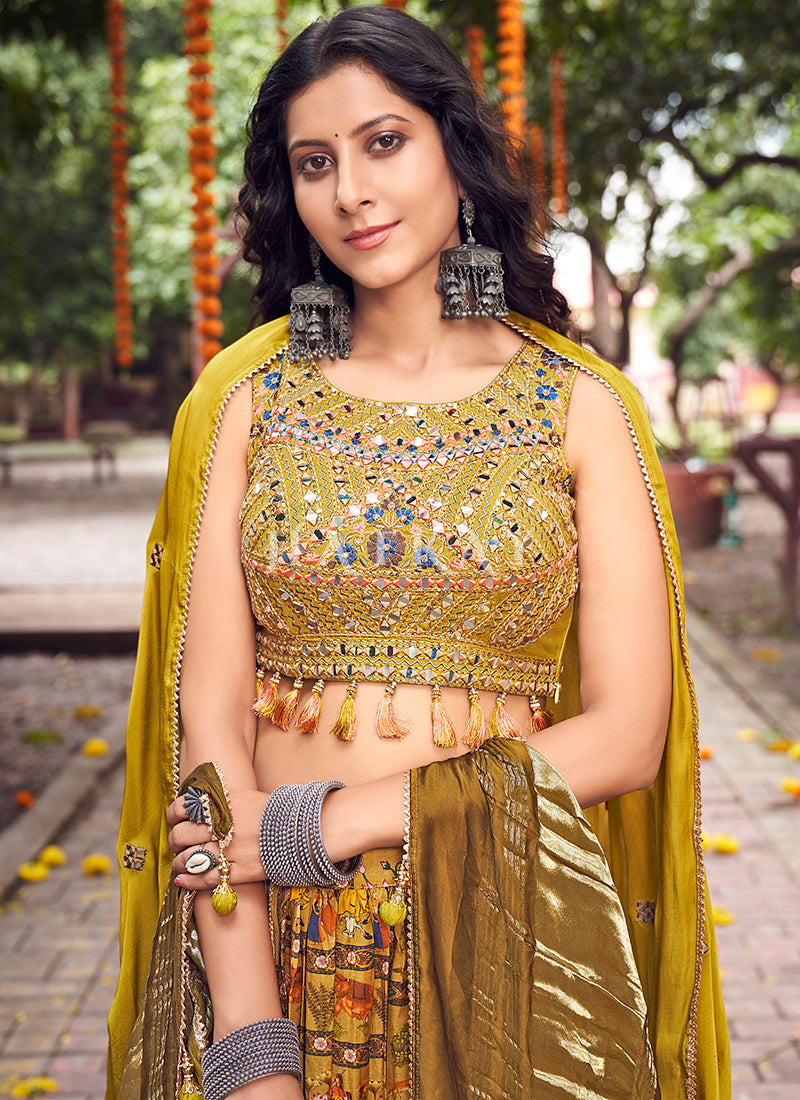 Mustard Yellow Embroidered Lehenga Set Design by Seeaash at Pernia's Pop Up  Shop 2024