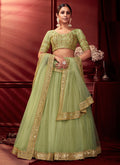 Green Golden Embroidered Designer Lehenga Choli With Dupatta