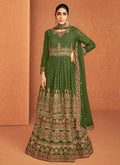 Light Green Embroidered Peplum Kurti Lehenga