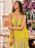 Yellow Embroidered Gharara Suit In USA