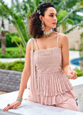 Pink Embellished Georgette Sharara Suit In Canada 