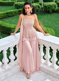 Blush Pink Mirror Work Embellished Georgette Sharara Suit