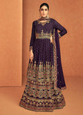 Deep Purple Embroidered Peplum Kurti Lehenga