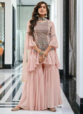 Blush Pink Embroidered Gharara Suit