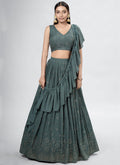 Dark Green Embroidery Festive Lehenga Choli