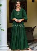 Buy Gown - Green Minimalist Embroidered Crushed Gown