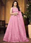 Light Pink Traditional Mirror Work Net Lehenga Choli