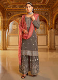 Grey Georgette Gotapatti Palazzo Suit