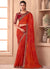 Tangerine Sequence Embroidery Traditional Wedding Saree