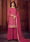 Pink Mirror Embroidered Palazzo Suit